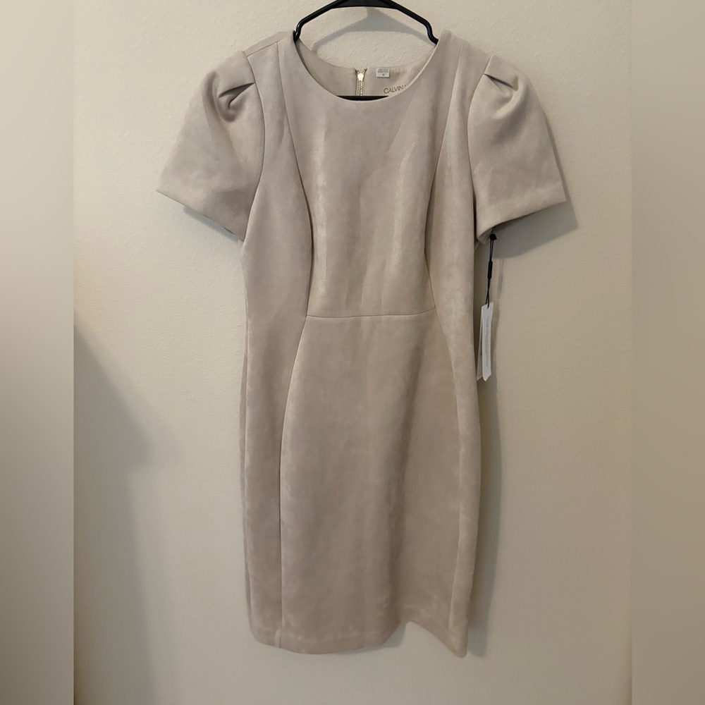 Calvin Klein Cream Suede Mini Dress